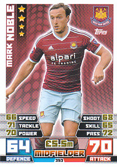 Mark Noble West Ham United 2014/15 Topps Match Attax #353